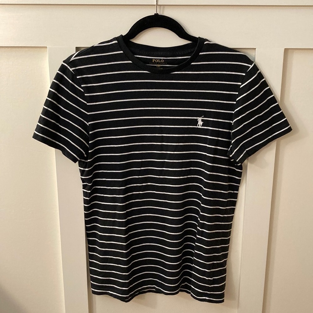 ralph lauren black & white striped shirt